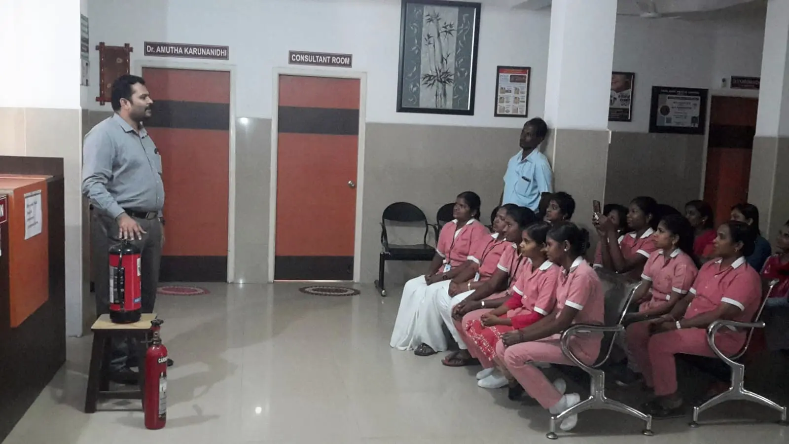 A fire safety session for hospital nursing staff