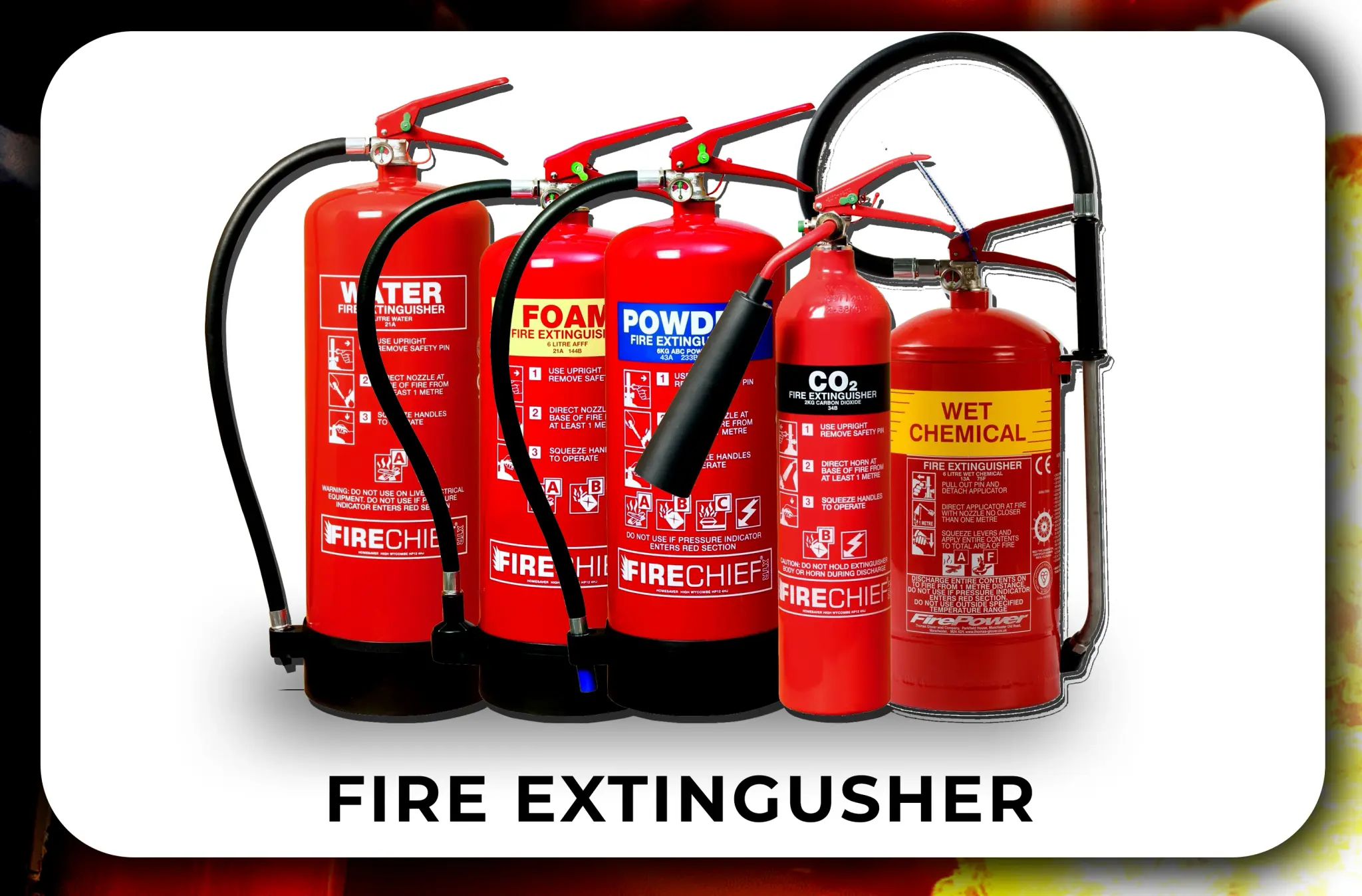 Row of red fire extinguishers