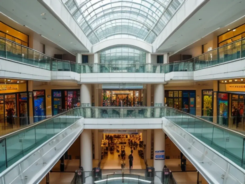 Illustration: atrium of a shopping mall in Chennai