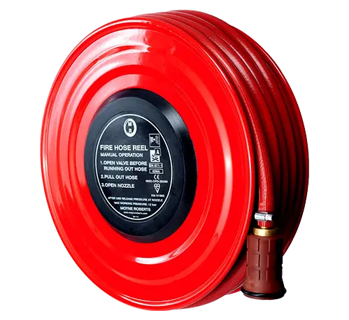 Red fire hose reel drum