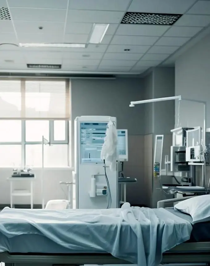 Hospital ward with patient beds
